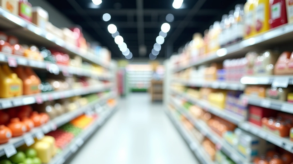 Řady produktů v obchodě s jasným ceníkem a osvětlením
